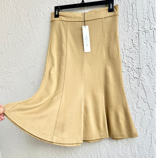 NWT Diane Von Furstenberg 100% Wool Gail Pull On Midi Skirt Camel Women's Size 6