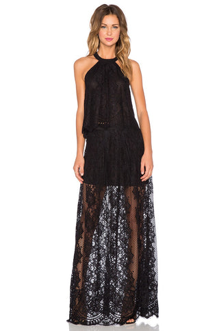 NWT Alexis Lucrenzia Set: Lace Sleeveless Tank & Long Skirt Black Womens Size XS