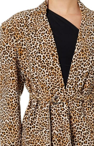 Norma Kamali Leopard Print Notch Lapel Oversized Blazer Jacket Women's Medium