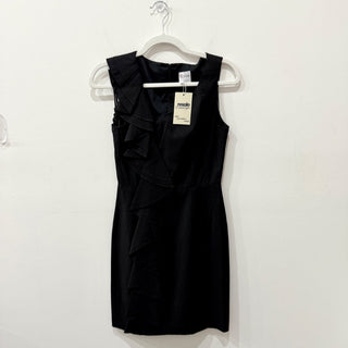 RED Valentino Sleeveless Shift Mini Dress with Ruffle Black Women's IT 38 / US 0