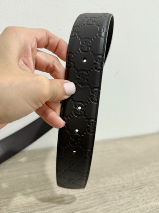 Gucci Interlocking Silver GG Buckle Embossed Leather Hip Belt Brown 80 cm / 32''