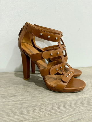 Gucci Leather Sigourney Studded Gladiator Platform Sandals Brown Women's 39/8.5