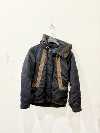 Louis Vuitton LV Monogram Trim Hooded Bomber Jacket Black Women's Size 34/ US 2