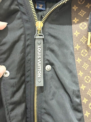 Louis Vuitton LV Monogram Trim Hooded Bomber Jacket Black Women's Size 34/ US 2