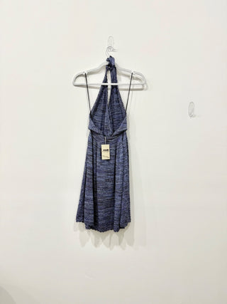 M Missoni Metallic Knit Plunging V-Neck Tie A-Line Dress Purple Women's Size 36