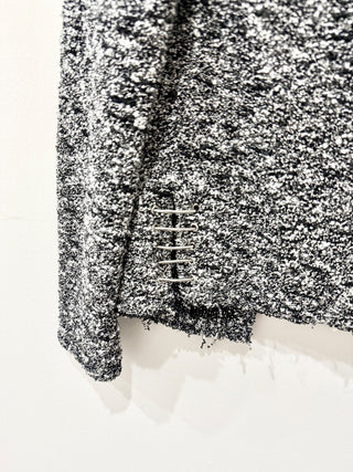 IRO Chada Tweed Boucle Knit Raw Hem Open Front Blazer Jacket Gray Women's Size 2