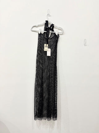 NWT Amarelle Swimwear Naomi Halter Long Cover-Up Dress Black Women's One Size