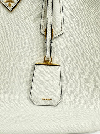 Prada Double Saffiano Leather Shoulder Bag White Women's Medium