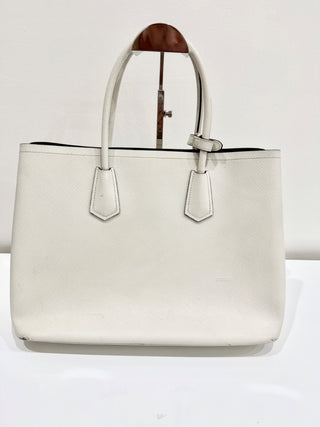 Prada Double Saffiano Leather Shoulder Bag White Women's Medium