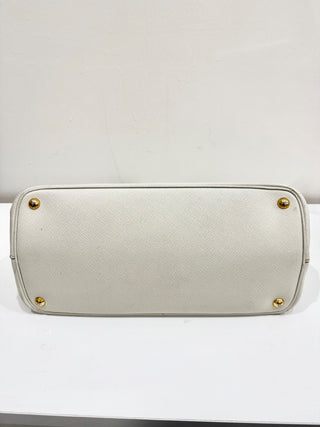 Prada Double Saffiano Leather Shoulder Bag White Women's Medium