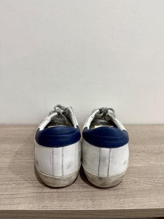 Golden Goose Super-Star Distressed Sneakers White and Blue w/ Gold Star EU 40
