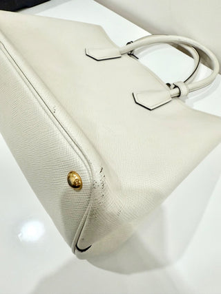 Prada Double Saffiano Leather Shoulder Bag White Women's Medium