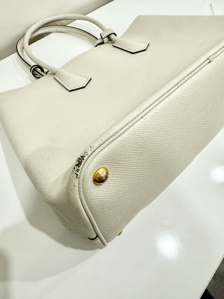 Prada Double Saffiano Leather Shoulder Bag White Women's Medium