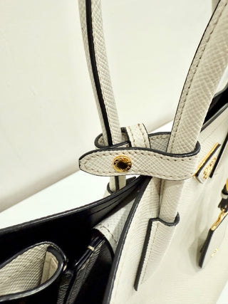 Prada Double Saffiano Leather Shoulder Bag White Women's Medium