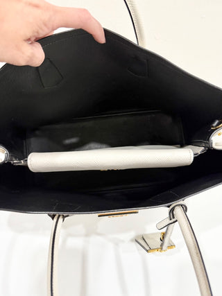 Prada Double Saffiano Leather Shoulder Bag White Women's Medium
