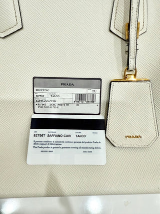 Prada Double Saffiano Leather Shoulder Bag White Women's Medium