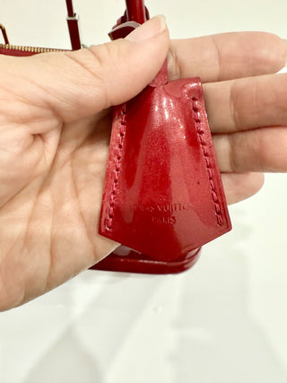 Louis Vuitton Pomme D’amour Monogram Vernis Alma MM Satchel Bag Fiery Red