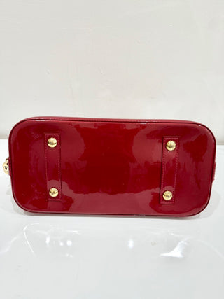 Louis Vuitton Pomme D’amour Monogram Vernis Alma MM Satchel Bag Fiery Red