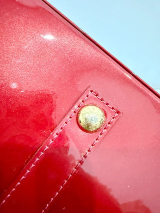 Louis Vuitton Pomme D’amour Monogram Vernis Alma MM Satchel Bag Fiery Red