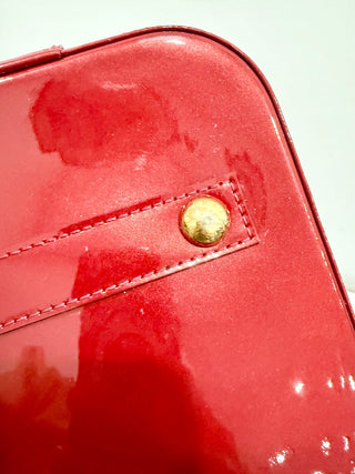 Louis Vuitton Pomme D’amour Monogram Vernis Alma MM Satchel Bag Fiery Red
