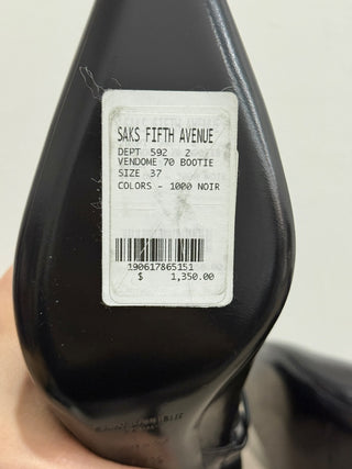 NWT Saint Laurent Vendome 70mm Pointy Stilettos Leather Ankle Boots Black 37.5