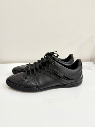 Dior Homme Matte Calfskin Patent Leather Sneaker Shoes Black Men's Size 45