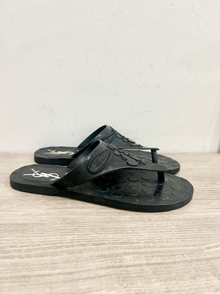 Yves Saint Laurent Rubber Slip On Thong Flip Flop Sandals Black Women's Size 7