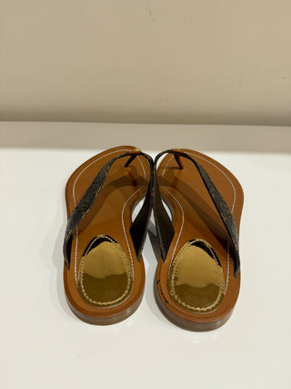 Louis Vuitton Monogram Canvas Sunny Flat Thong Sandals Cacao Brown Women's 40