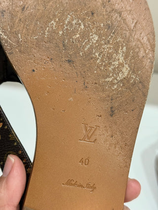 Louis Vuitton Monogram Canvas Sunny Flat Thong Sandals Cacao Brown Women's 40