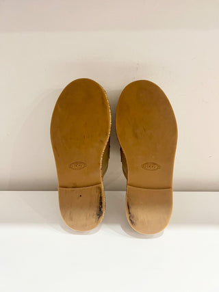 Tods Kate Leather/Raffia Slip On Platform Mules Slippers Natural Women's EU 38