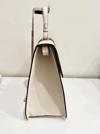 Gucci Large Sylvie 1969 Leather Handbag with Removable Strap White