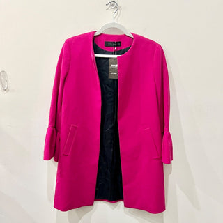 Zara Bell Sleeves Frilled Cuffs Open Coat Jacket with Pocket Pink Women's Small