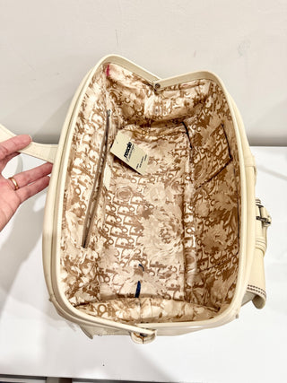 Christian Dior Leather Large Detective Gaucho Saddle Handbag Cream