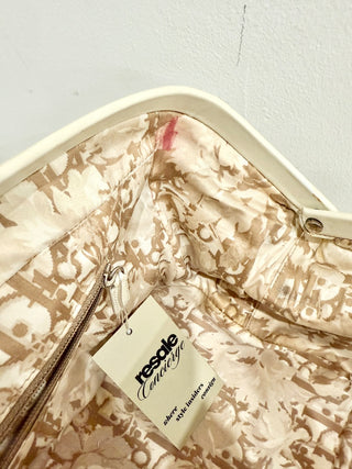 Christian Dior Leather Large Detective Gaucho Saddle Handbag Cream