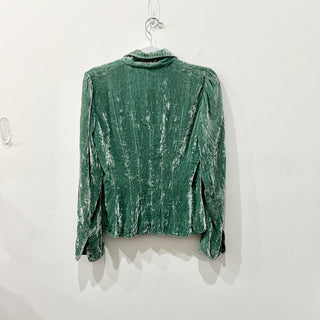 Elie Tahari Crushed Velvet Lightweight Notch Lapel Blazer Sea Green Women's XS
