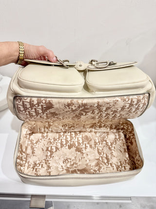 Christian Dior Leather Large Detective Gaucho Saddle Handbag Cream