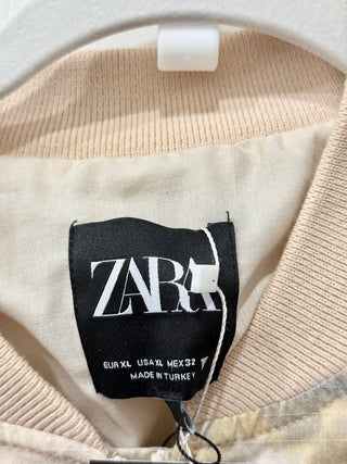 NWOT Zara Matching Set; Mini Skirt & Bomber Jacket Beige/Gray Top XL/Bottoms XXL