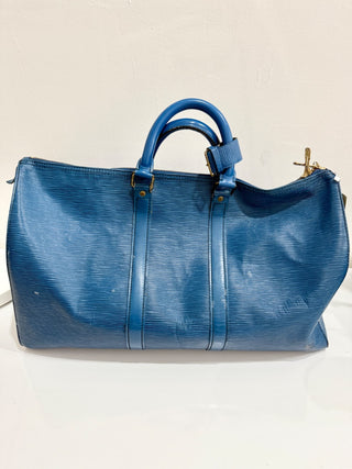 Louis Vuitton Toledo Blue Epi Leather Keepall 50 Travel Bag