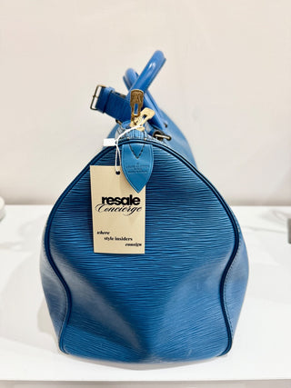 Louis Vuitton Toledo Blue Epi Leather Keepall 50 Travel Bag