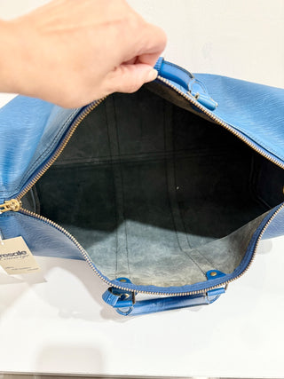 Louis Vuitton Toledo Blue Epi Leather Keepall 50 Travel Bag