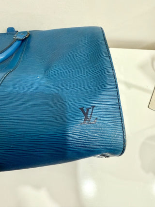 Louis Vuitton Toledo Blue Epi Leather Keepall 50 Travel Bag