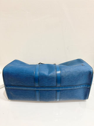 Louis Vuitton Toledo Blue Epi Leather Keepall 50 Travel Bag