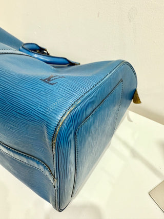 Louis Vuitton Toledo Blue Epi Leather Keepall 50 Travel Bag