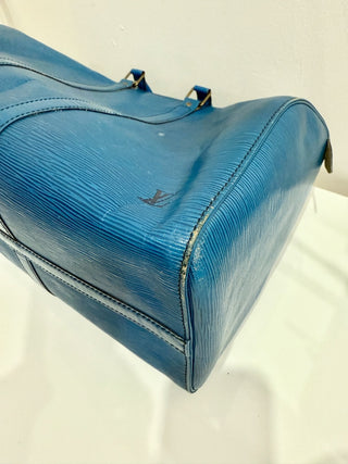 Louis Vuitton Toledo Blue Epi Leather Keepall 50 Travel Bag
