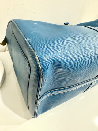 Louis Vuitton Toledo Blue Epi Leather Keepall 50 Travel Bag