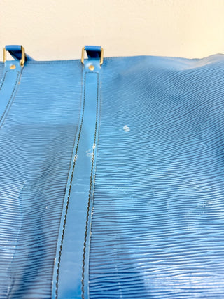 Louis Vuitton Toledo Blue Epi Leather Keepall 50 Travel Bag