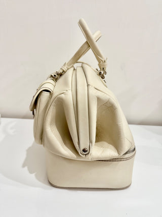 Christian Dior Leather Large Detective Gaucho Saddle Handbag Cream