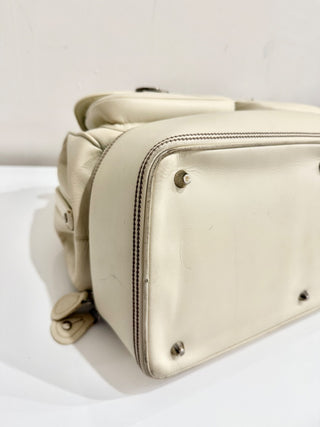 Christian Dior Leather Large Detective Gaucho Saddle Handbag Cream