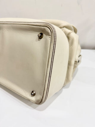 Christian Dior Leather Large Detective Gaucho Saddle Handbag Cream