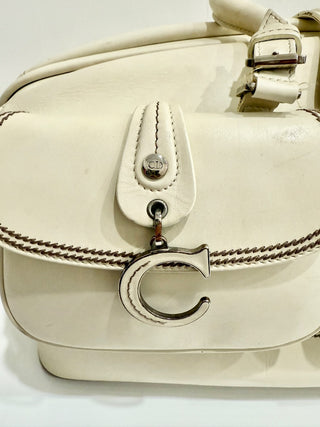 Christian Dior Leather Large Detective Gaucho Saddle Handbag Cream